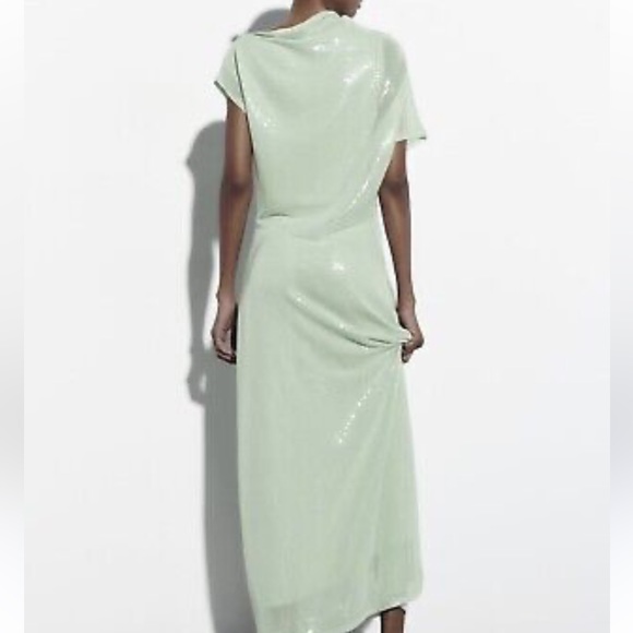 ZARA LIMITED EDITION SEQUIN ASYMMETRIC KNIT DRESS - Picture 4 of 4